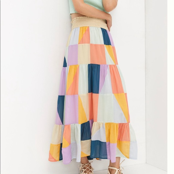 Anthropologie Colorful Patchwork Maxi Skirt - Picture 6 of 7